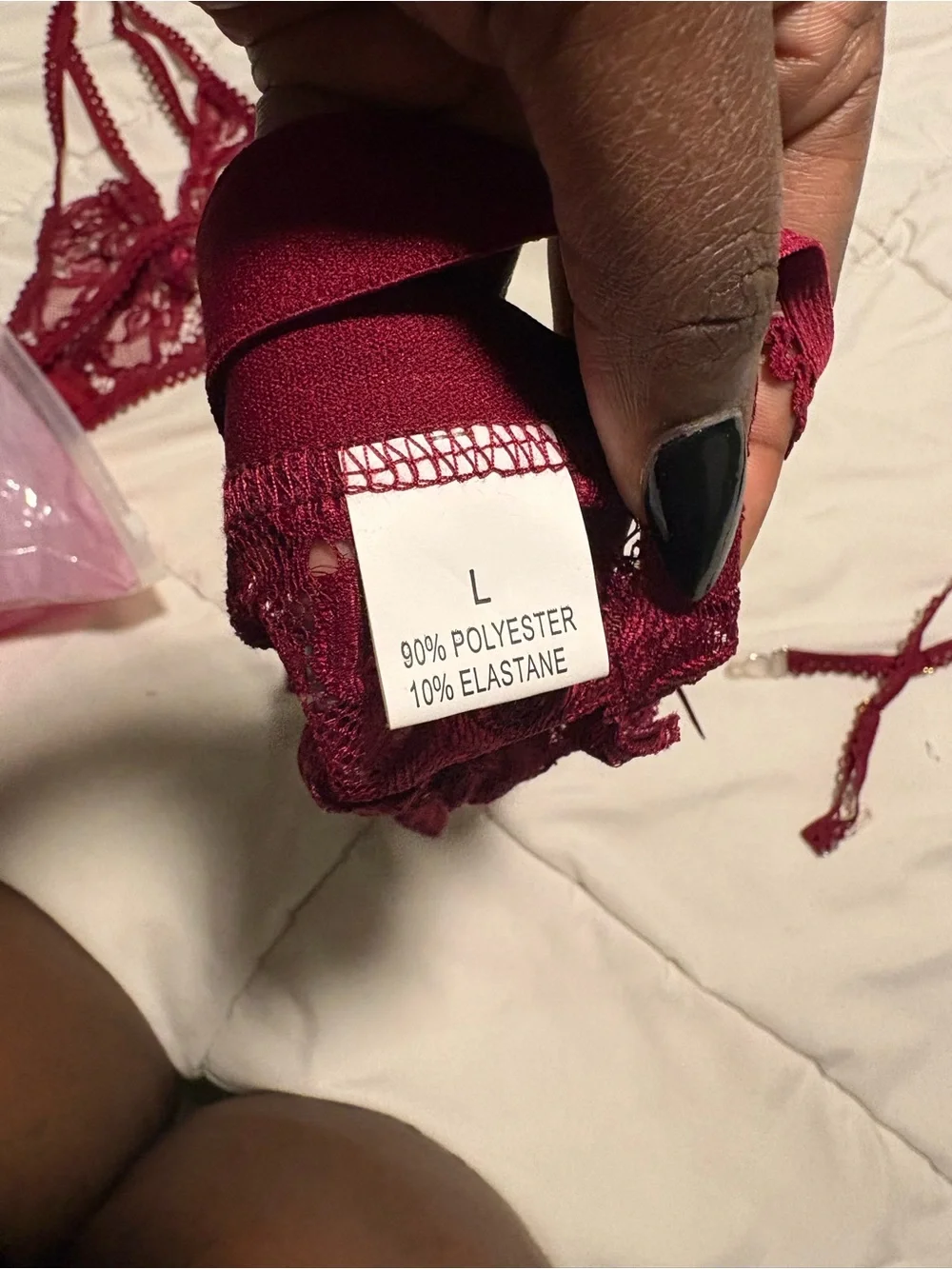 Love Burgundy Lace Strappy Bralette & Thong Set